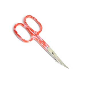 Ciseaux à manucure avec lames courbes en acier inoxydable, poignées en plastique marbré rouge pour la coupe des cuticules, outils de beauté pour adultes - Product Image 3