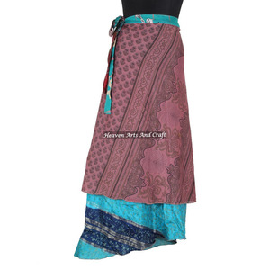 Magic Long 38inch <b>Wrap</b> <b>Skirt</b> Reversible Silk <b>Wrap</b> <b>Skirt</b> Halter Plus Size Vintage Silk Magic 38inch Halter Indian Silk Saree - Product Image 6