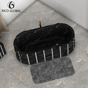 Bañera Independiente de Mármol Natural Acabada a Mano, con Vetas Orgánicas, Eleva tu Baño con Lujo Atemporal - Product Image 3