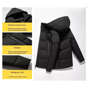 <b>Men's</b> <b>Long</b> Hooded Down Puffer Jacket Windproof Casual Winter <b>Coat</b> Thick Zipper Closure Solid <b>Black</b> <b>Men</b>’s <b>Long</b> Puffer Jacket - Product Image 5