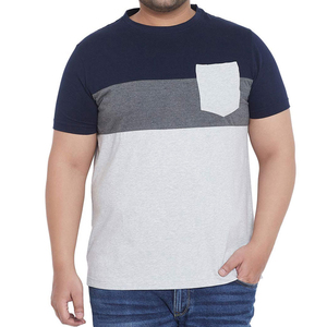 T-shirt Homme Grande Taille 100% Coton Biologique de Qualité Supérieure, Bloc de Couleurs, Poche Avant, Logo Personnalisé, OEM, Vente en Gros pour la Gym - Product Image 1