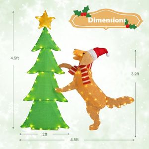 4FT <b>Lighted</b> Tinsel Christmas <b>Tree</b> with Plush Goldendoodle Dog Xmas Decorations - Product Image 2