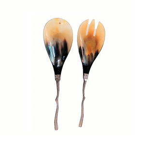 Juego de cuchara de servidor de cubiertos de acero inoxidable con cuerno de buey más vendido, fabricante indio, servidor de ensalada de decoración de comedor de lujo de acero espejo - Product Image 1