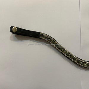 Bande de front de cheval en cuir Bling en cristal de qualité supérieure faite sur du cuir véritable bande de front de cuir de cheval de cristal de 3 rangées toutes les tailles - Product Image 3