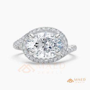 925 Sterling Silver Oval Cut Moissanite Halo Engagement Ring Twisted Wedding Band Luxury Bridal Jewelry USA - Product Image 5