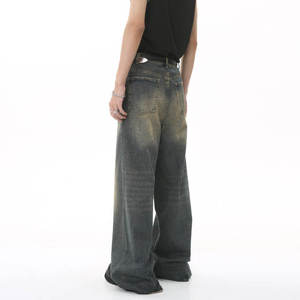 Jeans amples jaunes sur mesure pour hommes, coupe droite, jambe large, en denim baggy – Speedy Industry - Product Image 2