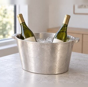 Seau à glace rond en métal doré mat, isotherme, pour vin, champagne, idéal pour les fêtes et bars - Product Image 3