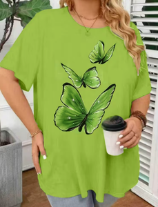 Plus Size Women's <b>Patchwork</b> Anti-Wrinkle O-Neck Pullover Short Sleeve 100% Cotton Casual Summer Knit - Product Image 4