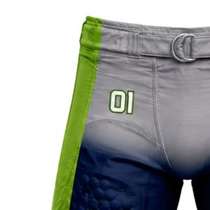 Light Gray & Lime Green American Football <b>Compression</b> Shorts with Navy Padded Protection, Adult Training & Game Performance Gear - Product Image 4