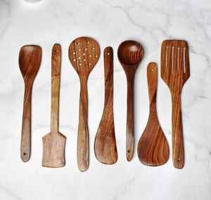 Ensemble de cuillères en bois de Sheesham faites à la main, 6 pièces, ustensiles de cuisine écologiques, non toxiques, fabriqués par des artisans, offre à durée limitée - Product Image 2