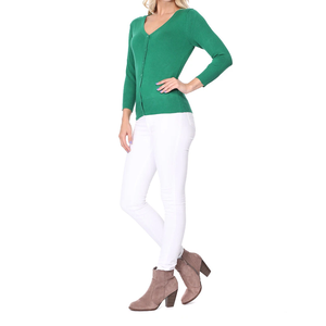 YEMAK – Cardigan en maille pour femme, col en V, manches trois-quarts, boutonné, doux, léger, ajusté, basique, décontracté, personnalisable, vente en gros - Product Image 1