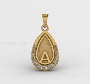 Designer 14K Gold Filled Pear Blank Bezel Charm Pendant with CZ Accent & Initial Letter for DIY <b>Keepsake</b> Resin Jewelry Findings - Product Image 5