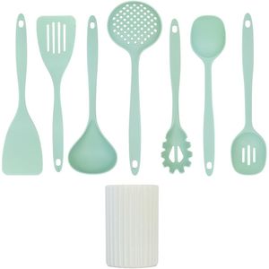 Set di 8 utensili da cucina in nylon antiaderente con porta utensili, schiumarola, paletta per spaghetti, spatola e paletta per girare - Product Image 6