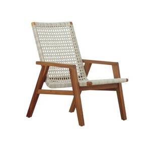 Fauteuil de jardin en teck tressé Saro, chaise longue d'extérieur, fauteuil en bois pour patio, villa, hôtel, balcon - Product Image 6