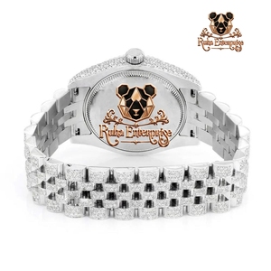 Full-<b>Set</b> Moissanite Timepiece with a Sculpted Metal Body, Decorative Bezel and Oversized Bracelet Styling - Product Image 6