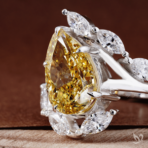 Fancy Vivid Yellow Pear Lab Diamond <b>Ring</b> 5.22 Ct IGI Certified <b>Nature</b> <b>Inspired</b> Statement <b>Ring</b> - Product Image 4