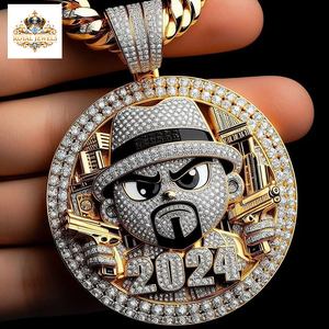 จี้เพชรฮิปฮอปแบบกำหนดเอง VVS มอยส์ซาไนต์ ประดับเพชรเต็มตัว ดีไซน์เทียบเท่าเพชรแท้ เงินแท้ 925 จี้เพชร 3 มิติ สำหรับผู้ชาย - Product Image 3