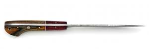 Cuchillo de Cocina Artesanal de Acero de Damasco con Mango de Madera de Olivo Carmesí para Rebanar - Product Image 3