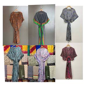 Kaftan long en soie tendance, grande taille, robe d'été en pure soie, tenue de nuit, robe longue kaftan, couvre-bikini en soie, confortable et léger - Product Image 2