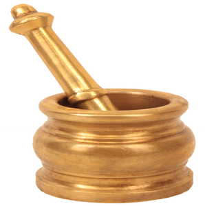 Elegant goblet style brass mortar pestle set with pedestal base for <b>kitchen</b> spices, available at wholesale prices. - Product Image 4