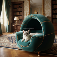 Canapé en velours turquoise de luxe, forme ronde, lit-caverne, style royal, autres meubles avec pieds dorés