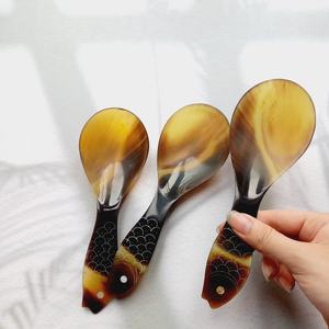 Eco-Friendly Classic Short Handle Small Buffalo Horn <b>Spoon</b> Tableware Set Serving <b>Measuring</b> Food Tea Ice Cream Honey Parties - Product Image 3