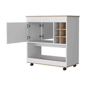 Carrello bar Texas a un'armadietto con sei scomparti per bottiglie, un pannello inferiore e quattro ruote - Product Image 4