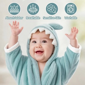 ผ้าขนหนูคลุมศีรษะรูปฉลามสีชมพูสำหรับเด็ก พร้อมลายปักตกแต่ง - Product Image 5