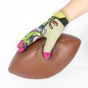 Gants de football américain professionnels de qualité supérieure, fabriqués aux États-Unis, à doigts entiers, avec sangle de poignet réglable et fermeture à tirette, en latex tactile. - Product Image 5