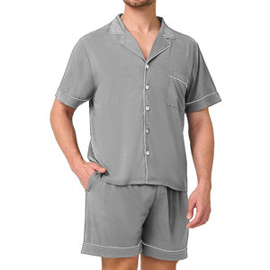Pijamas de Verano para Hombre, Conjunto de Ropa de Dormir Cómoda de Bambú, Pijamas para Adultos, Conjunto de Pantalones Cortos Suaves, Venta al Por Mayor - Product Image 1
