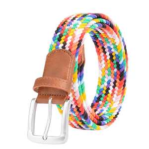 Ceinture Élastique Tressée en Cuir de Vachette Personnalisée, Boucle en Cuivre, Ajustable, pour Femmes et Hommes, Vente en Gros - Product Image 1