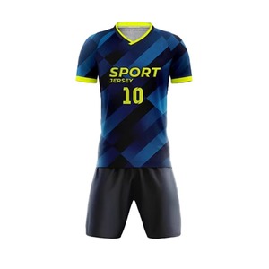 ชุดเสื้อกีฬา สีน้ำเงิน-ดำ ลายเรขาคณิต พิมพ์ลายแบบ Sublimation พร้อมชื่อและหมายเลข 10 ชุดฟุตบอลชาย ระบายเหงื่อได้ดี ใช้ได้ทุกฤดู - Product Image 5