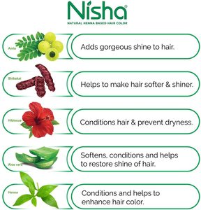 Henna natural en polvo Nisha para un color marrón natural del cabello, tinte para un cabello suave, sedoso y brillante para hombres y mujeres 10g (Paquete de 10) - Product Image 5