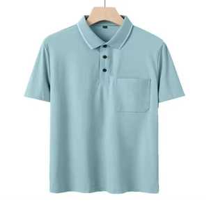 Men's Short Sleeve <b>Polo</b> <b>Shirt</b> Solid Oxford Fabric Casual Regular Fit <b>With</b> <b>Pocket</b> Button Front Woven Style - Product Image 4