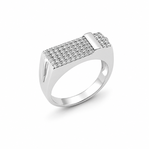 Namivaa <b>Mens</b> Sterling Silver Gemstone Rectangular Pave High Polish Modern Geometric Band <b>Ring</b> Daily Wear Jewelry - Product Image 3