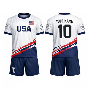 Conjunto de Camiseta y Pantalones Cortos de Fútbol Personalizados con Nombre y Número, Uniforme de Fútbol Blanco, Azul Marino y Rojo para Niños, Jóvenes y Adultos, Transpirable - Product Image 3