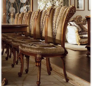 Ensemble de table à manger en teck massif de style antique français royal doré de luxe pour usage hôtelier, fabriqué en Indonésie - Product Image 3