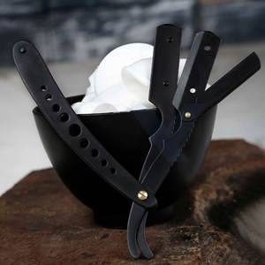 มีดโกนหนวดแบบตรง พรีเมียม คลาสสิก สแตนเลสสตีล สำหรับช่างตัดผมมืออาชีพ รุ่น Shavette Swinglock สีดำด้าน - Product Image 5