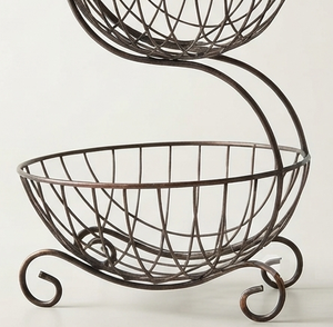 Elegante cesta de frutas de alambre metálico con asa, tazón apilable para almacenamiento, soporte para frutas de cocina - Product Image 3