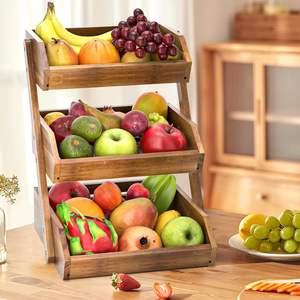 Panier à fruits élégant en bambou de haute qualité, organisateur à 3 niveaux, étagère de rangement pour la cuisine, écologique, utilisation polyvalente - Product Image 4