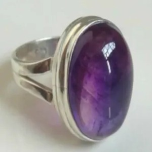 Amethyst <b>Ring</b> Handmade Sterling Silver Bezel Setting Natural Purple Oval Shape Gemstone <b>Boho</b> Jewelry Women's Jewekry - Product Image 1