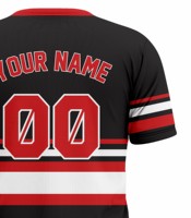 T-shirt à manches courtes rayé noir et rouge Corex avec impression du nom de l'équipe, col rond, coupe régulière, style sportif