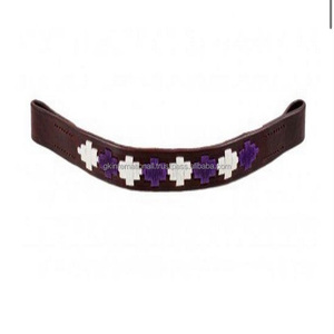 Polo à bande de cheval en cuir noir pleine fleur avec coutures colorées en pleine taille cob - Product Image 3