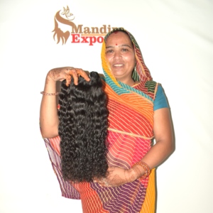 Cheveux humains Remy naturels indiens coupés en cuticules, non traités chimiquement, noirs, double épaisseur, bouclés, 100g, vendus par le fournisseur - Product Image 1