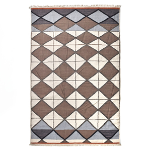 Tapis DECORDEC en laine tuftée à la main, motif losanges imbriqués, antidérapant, écologique, à poils moyens et épais, idéal pour les hôtels - Product Image 1