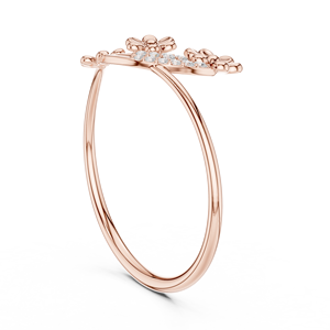 Anillo de Diamantes con Diseño Floral en Oro Rosa, Anillo Abierto Elegante con Diseño de Flor para Mujer, Joyería Fina, Colección de Regalos - Product Image 4