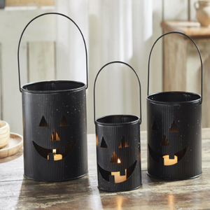 <b>Lantern</b> Bucket Hanging <b>Tealight</b> Holders Black Set of 3 Metal Halloween votive candle holder festival decor hanging votive - Product Image 3