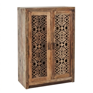 Teak Wood Storage <b>Drawers</b> Natural Solid Wooden Carved Cabinet Luxury Display Chest Traditional Living Room Home Furniture Box - Product Image 1