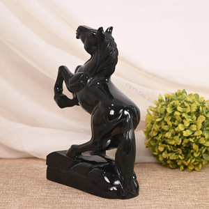 Estatua de Caballo Tallada a Mano en Espinela Negra, Escultura de Garro Grande con Piedras Preciosas, Venta al por Mayor OEM ODM - Product Image 5