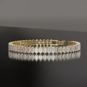 New Customized Round Shape Lab Grown Diamond <b>Bracelet</b> Bezel Setting 18K Yellow Gold Diamond <b>Bracelet</b> for Both Women - Product Image 5